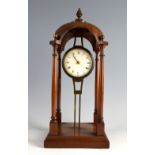 Early 20th century mahogany timepiece, the domed case with pineapple finial supported on four