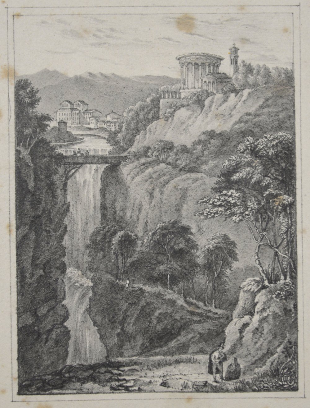 Collection of twenty 19th century Pencil drawings, landscapes architecture and portraits, unknown - Image 25 of 38