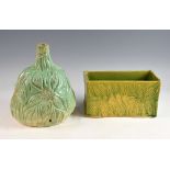 Sylvia Whiteford-Engholm. A pottery rectangular jardinière in green glaze incised with flowers