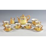 Royal Worcester blush ivory tea service date mark 1903, Tea pot, cream jug sugar bowl and six cups