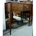 Early 19th century mahogany side table with two drawers on square tapering supports, 84cm wide, 50cm