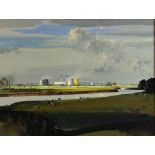 Rowland Hilder (British, 1906-1993). Landscape showing the Power Station at West Burton,