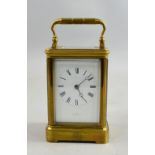 French brass carriage clock the eight day movement striking the hours and half hours on a bell. 18.