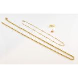 Collection of gold jewellery, including 9 ct rope chain, measuring approximately 66 cm, with bolt