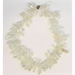 Rock crystal necklace, lozenge shaped rock crystal beads, largest bead measuring approximately 3 x