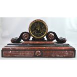 Late Victorian slate and marble two train mantle clock 65cm wide, 33cm high, 20cm deep..