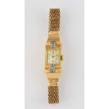 Rolex, Ladies Queen dress watch, in 18ct case, the shoulders set with 16 Swiss cut diamonds,