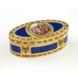 German enamelled gold snuff-box, Hanau, circa 1780, maker's mark LC, with crowned letter K,