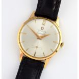 Omega a gentleman's Seamaster gold plated wristwatch with base metal back with the dial with baton