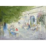 A. E. Hance, 'Courtyard, Lefkimi Corfu', signed and dated '92, oil on canvas, 30cm x 40cm,.