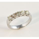 Diamond five stone ring, claw set round brilliant cut diamonds, estimated total weight 0.80ct,