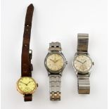 Three gentleman's wrist watches, including 1920's watch with white dial, Arabic numerals and sub