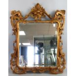 19th century style gilt gesso wall mirror 64cm x 55cm .