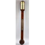 19th century mahogany stick barometer by Pizzala of Hatton Garden, London, 94cm high. mahogany