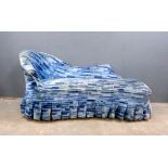 Early 20th century chaise lounge in blue.