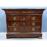 19th century french marble topped three drawer mahogany commode , 90cm x 120cm.