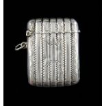 George V silver vertical reeded vesta case, by Smith & Bartlam, Birmingham 1912, 5 cms, 31 grms.