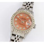 Rolex Oyster ladies Datejust 179160 in stainless steel case with Salmon diamond accent Dial , silver