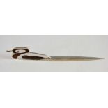 Modern silver letter opener with enamelled duck handle, maker's mark 'RSJ', London, 1973, gross