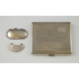 Modern silver cigarette case with engine turned decoration, by Joseph Gloster Ltd., Birmingham,