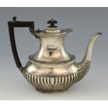 Edward VII silver coffee pot with half-gadrooned body and border, by The Alexander Clark