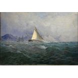 J C Harris, 'The Yacht Gertrude entering Gibraltar', signed with monogram and dated 1883, oil on
