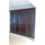 19th century mahogany and satinwood cross banded straight front library bookcase with four