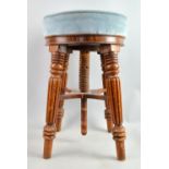 19th century mahogany adjustable piano stool , diameter 30cm .