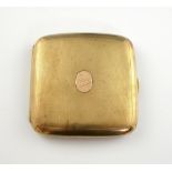 Asprey gold cigarette case, engine turned decoration, with plaque to cover dated 1919,9 ct gold