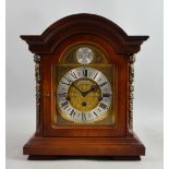 20th century mahogany cased triple chain mantle clock Schmeckenbecher, 35 x 29 cm . overall