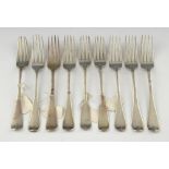 Set of four George IV silver Old English pattern table forks, by William Chawner II, London, 1821,