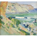 Hans Paap (b. 1929), impressionistic coastal landscape, unsigned, partial handwritten label verso,