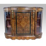 Victorian walnut credenza with gilt metal mounts and marquetry inlaid decoration, with central