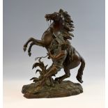After Guillaume Coustou, Marly horse bronze sculpture, signed Coustou, 48cm.