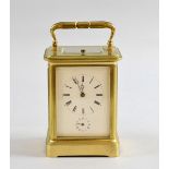 Late 19th century brass and four glass carriage clock with lever movement, repeat and alarm,