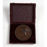 Prize Medal for the Great Exhibition of 1851, awarded to Dr Macclelland, Class III, original case of