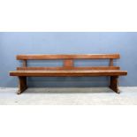 Early 20th century child's oak bench, 181cm wide .