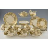 19th century part tea and coffee service comprising six tea cups, six coffee cans, twelve saucers,