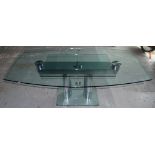 Thomas Alhaus for Bacher a 'Nabucco' glass and chrome extending dining table, .