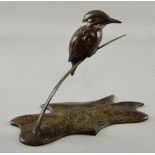 Alan Glasby (1945 - 2008) limited edition bronze sculpture of a Kingfisher 4/75 23 cm High .