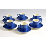 Moorcroft Powder Blue ,set of six coffee cups and saucers, cups 5.5 cm high.