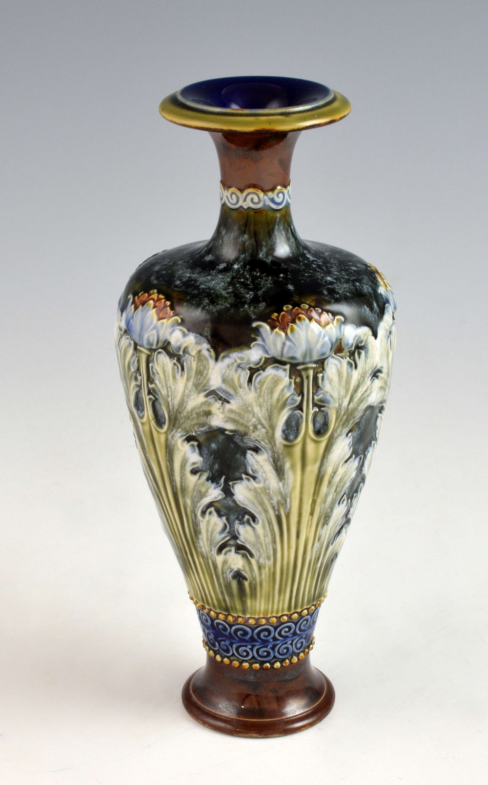 An Art Nouveau Royal Doulton vase Louisa Wakely and Annie Partridge, C 1900, of tapering form