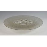 French moulded and frosted glass dish , 43cm .