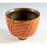 Duncan Ross (b.1943), studio pottery terra sigillata bowl, DR incised underneath, 13.5 cm high .