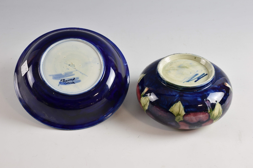 Moorcroft pansy bowl, pale pink to mauve flowers on a blue ground, impressed signature and Potter to - Image 2 of 2