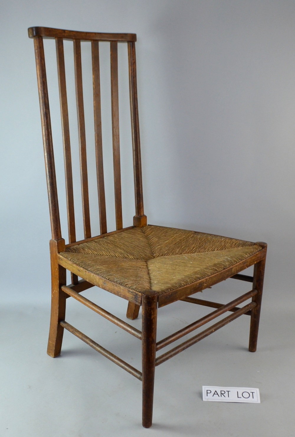 Voysey chair with rush seat and fixed Liberty's label and another chair.. - Image 2 of 3