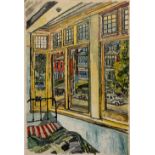 § John Randall Bratby RA (British, 1928-1992) 'Window to Hardy Road', signed oil on board. With