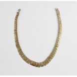 Swedish silver Cleopatra style necklace, the suspended sections plain and bark textured, mid 20th C,