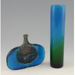 Medina green and blue glass vase 15cm high unsigned and a E Keanas Swedish green and blue glass