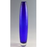 A tall cased blue glass ‘Battuto’ vase, in the manner of Carlo Scarpa, 64cm high..